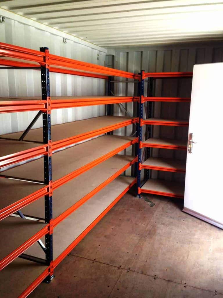 Shipping container shelving and racking for sale